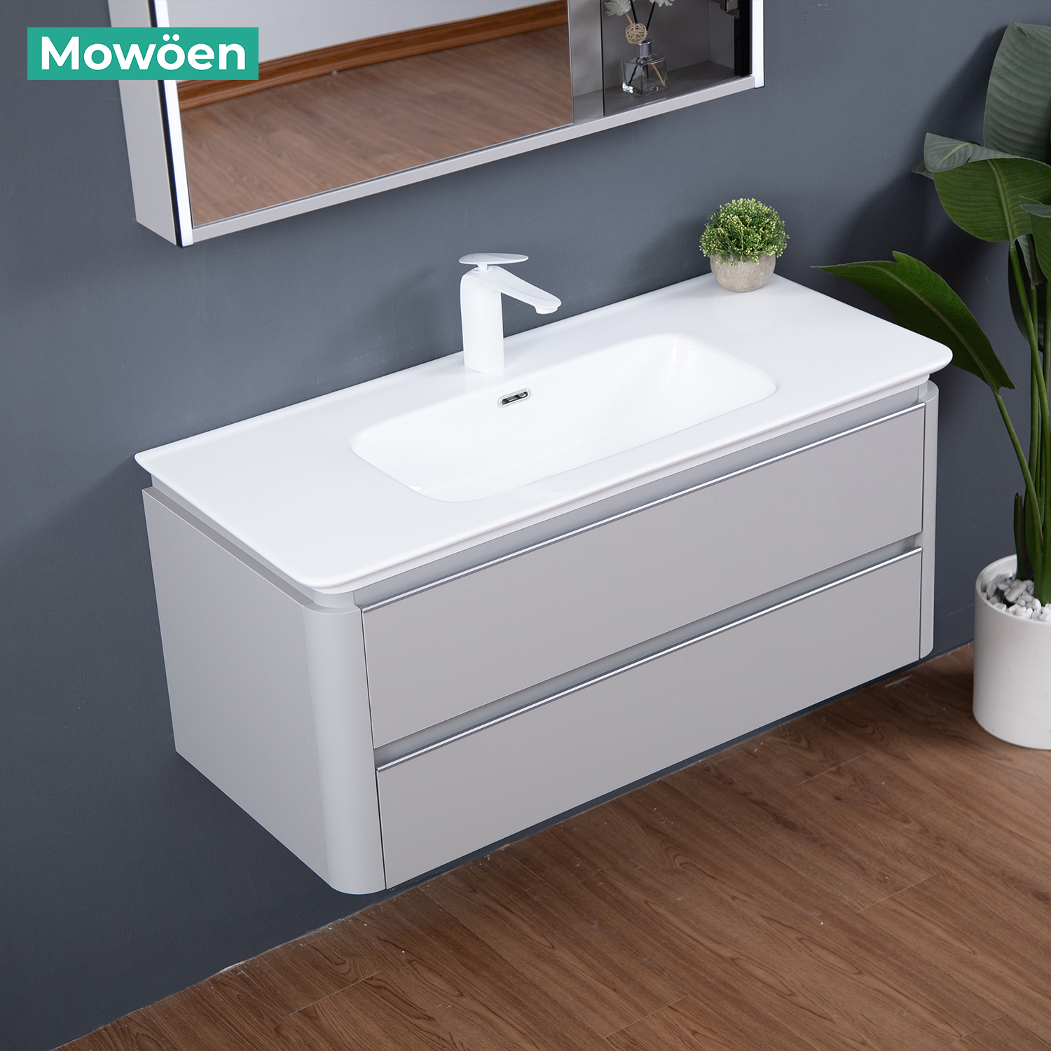 Tủ Lavabo Mowoen MW6632 – 100 chất liệu Plywood treo tường phòng tắm