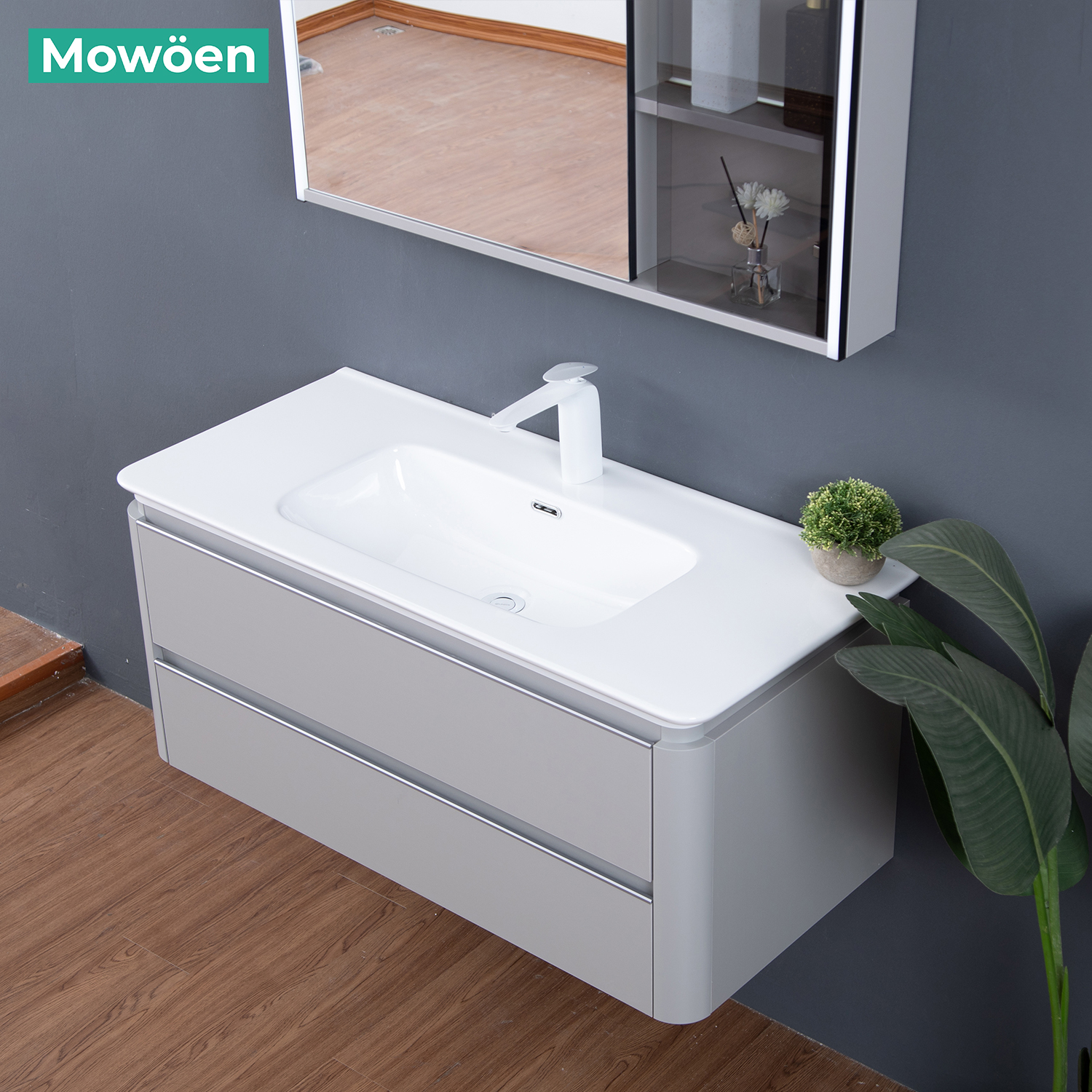 Tủ Lavabo Mowoen MW6632 – 100 chất liệu Plywood treo tường phòng tắm