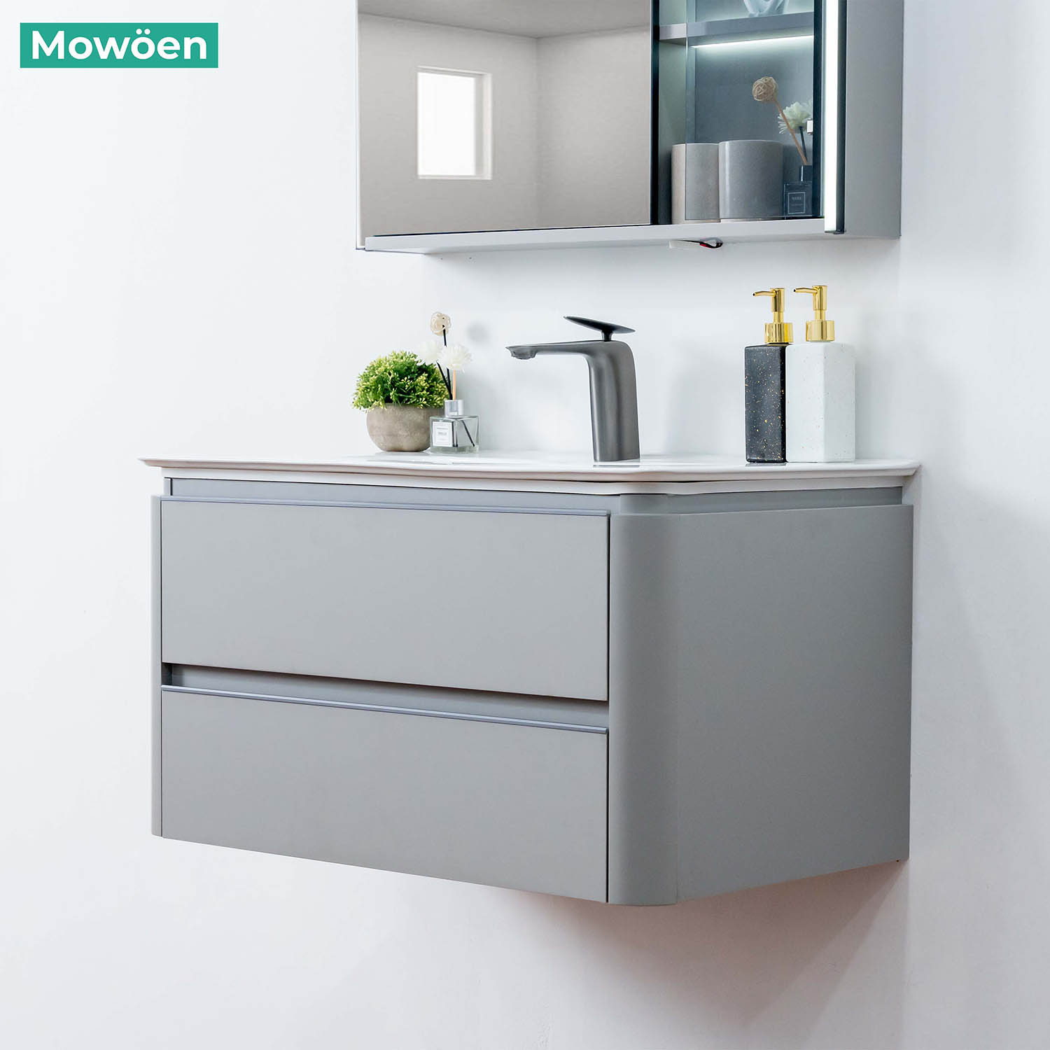 Tủ Lavabo Mowoen MW6632 – 80 chất liệu Plywood treo tường phòng tắm