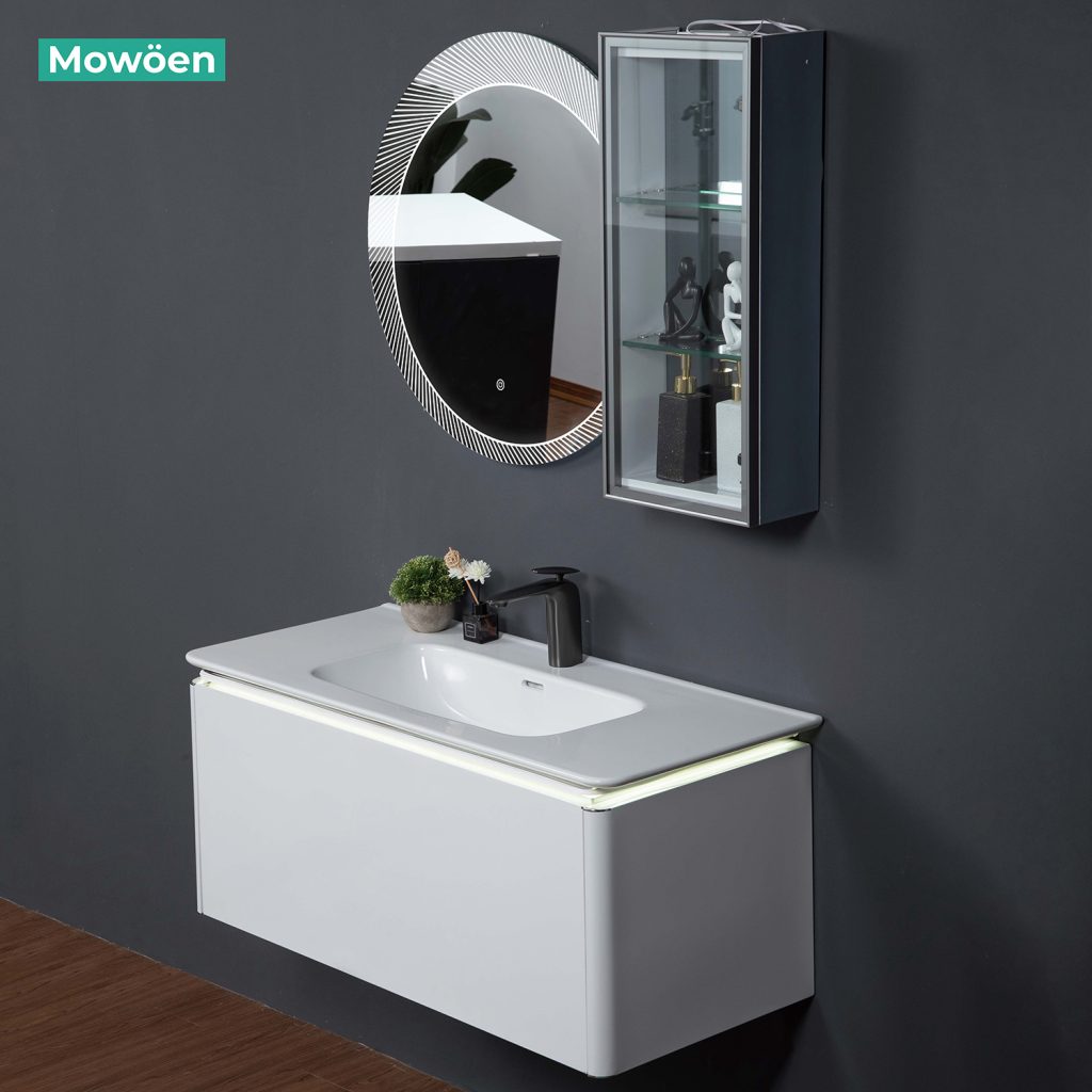 Tủ Lavabo mowoen inox MW6812S 100 treo tường phòng tắm nhập khẩu