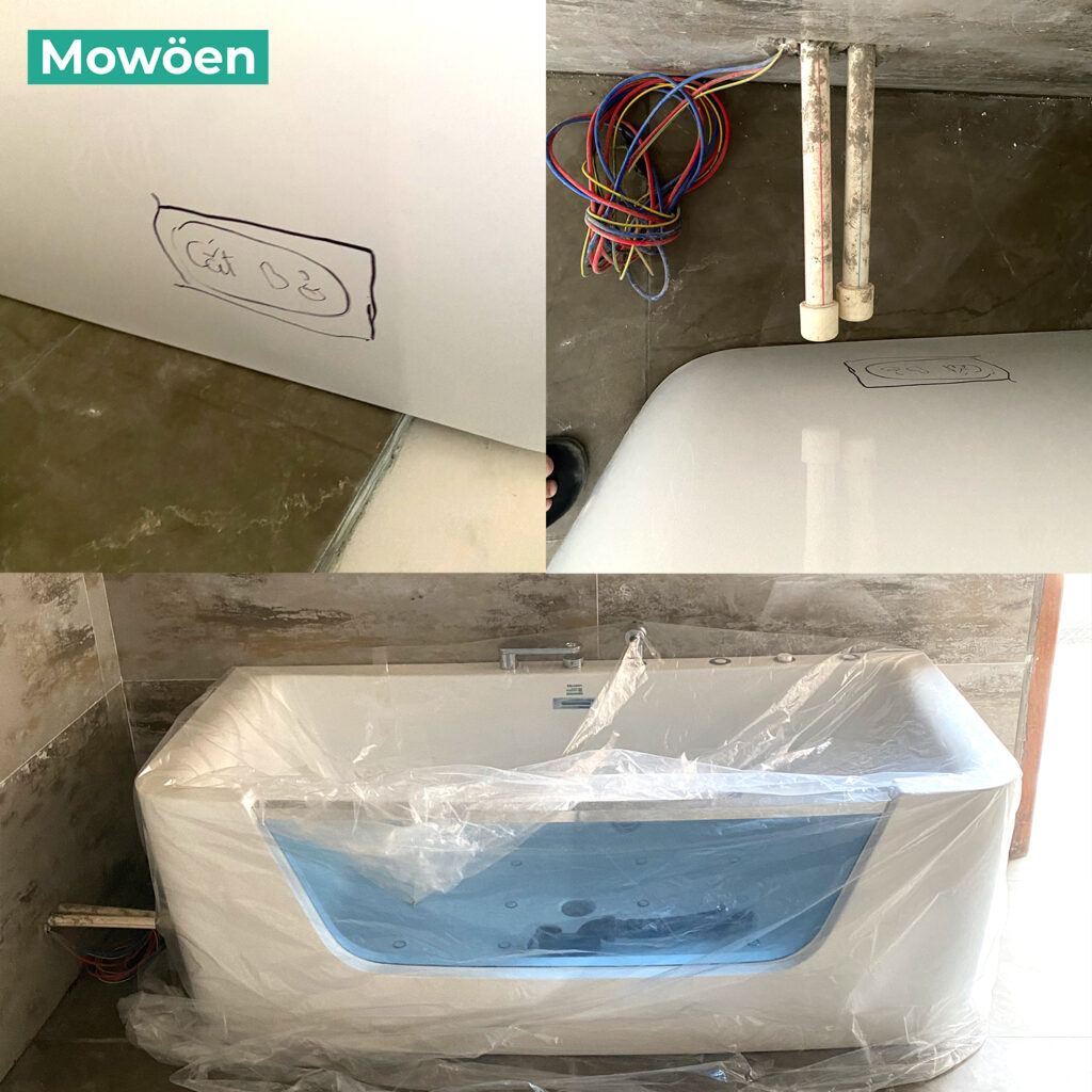 Lắp đặt bồn tắm massage Mowoen MW8305 – 170.MS tại biệt thự Vạn Phúc