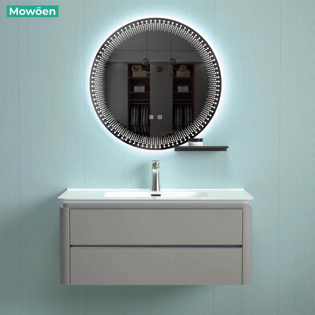 Tủ Lavabo gỗ Plywood Mowoen kèm gương treo tường