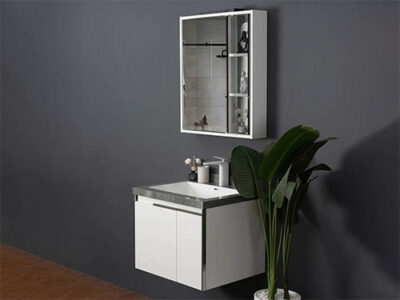 Tủ Lavabo gỗ Plywood phủ Laminate treo tường phòng tắm