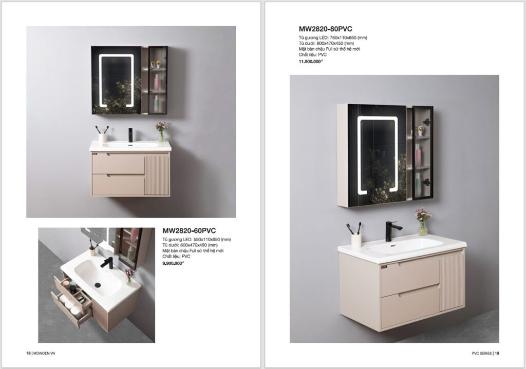 Bộ sưu tập tủ Lavabo nhựa PVC Series Mowoen phòng tắm