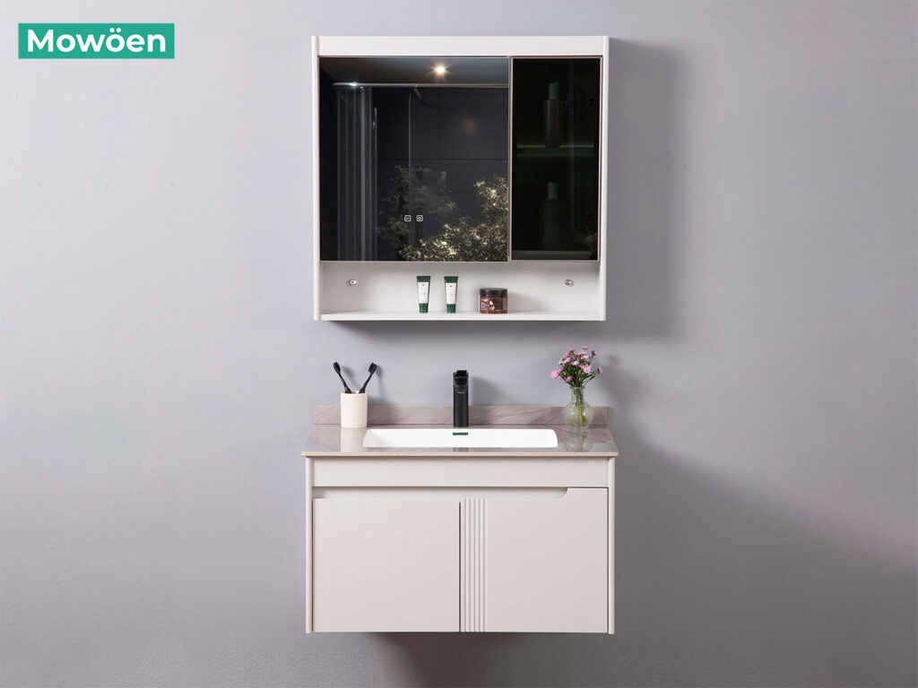 Tủ lavabo nhựa cao cấp PVC Mowoen treo tường phòng tắm