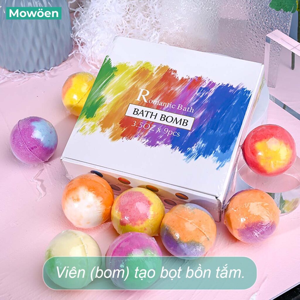 Viên tạo bọt bồn tắm màu sắc Mowoen