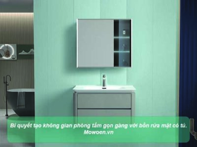 Bí quyết tạo không gian phòng tắm gọn gàng với bồn rửa mặt có tủ Mowoen