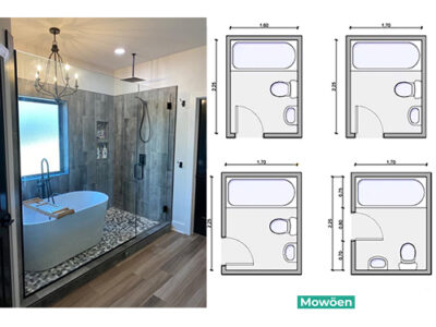 Kích thước nhà vệ sinh có bồn tắm tiêu chuẩn Mowoen
