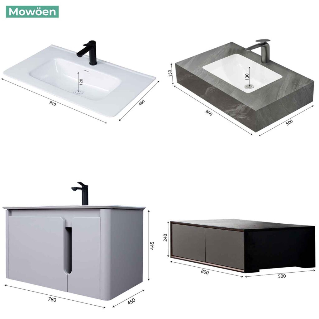 Bí quyết chọn kích thước tủ chậu rửa mặt tiêu chuẩn Mowoen