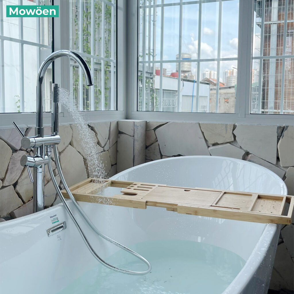Tân trang phòng tắm sang trọng cùng bồn tắm nằm Mowoen MW8207B 16 Bồn tắm nằm Mowoen MW8207B-170 nhập khẩu chất liệu nhựa Acrylic Lucite