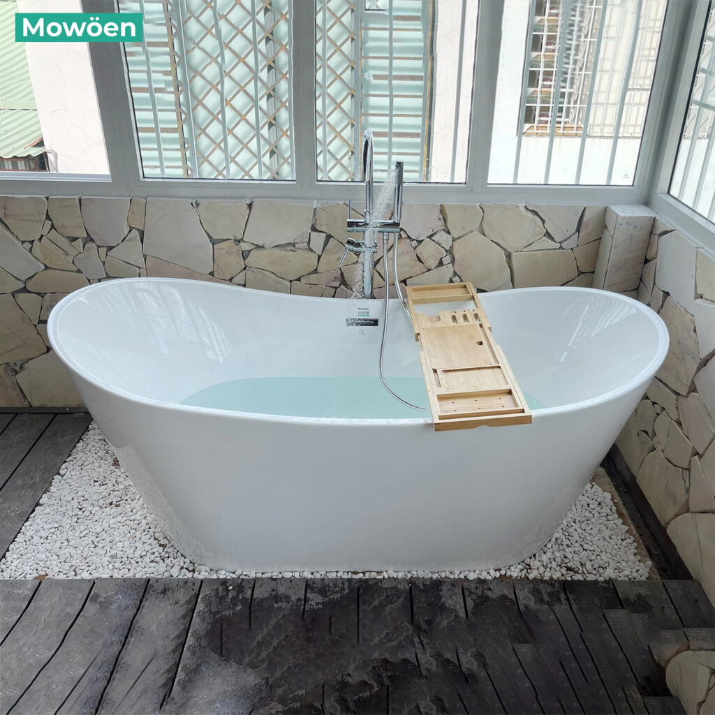 Tân trang phòng tắm sang trọng cùng bồn tắm nằm Mowoen MW8207B 13 Bồn tắm nằm Mowoen MW8207B-170 nhập khẩu chất liệu nhựa Acrylic Lucite