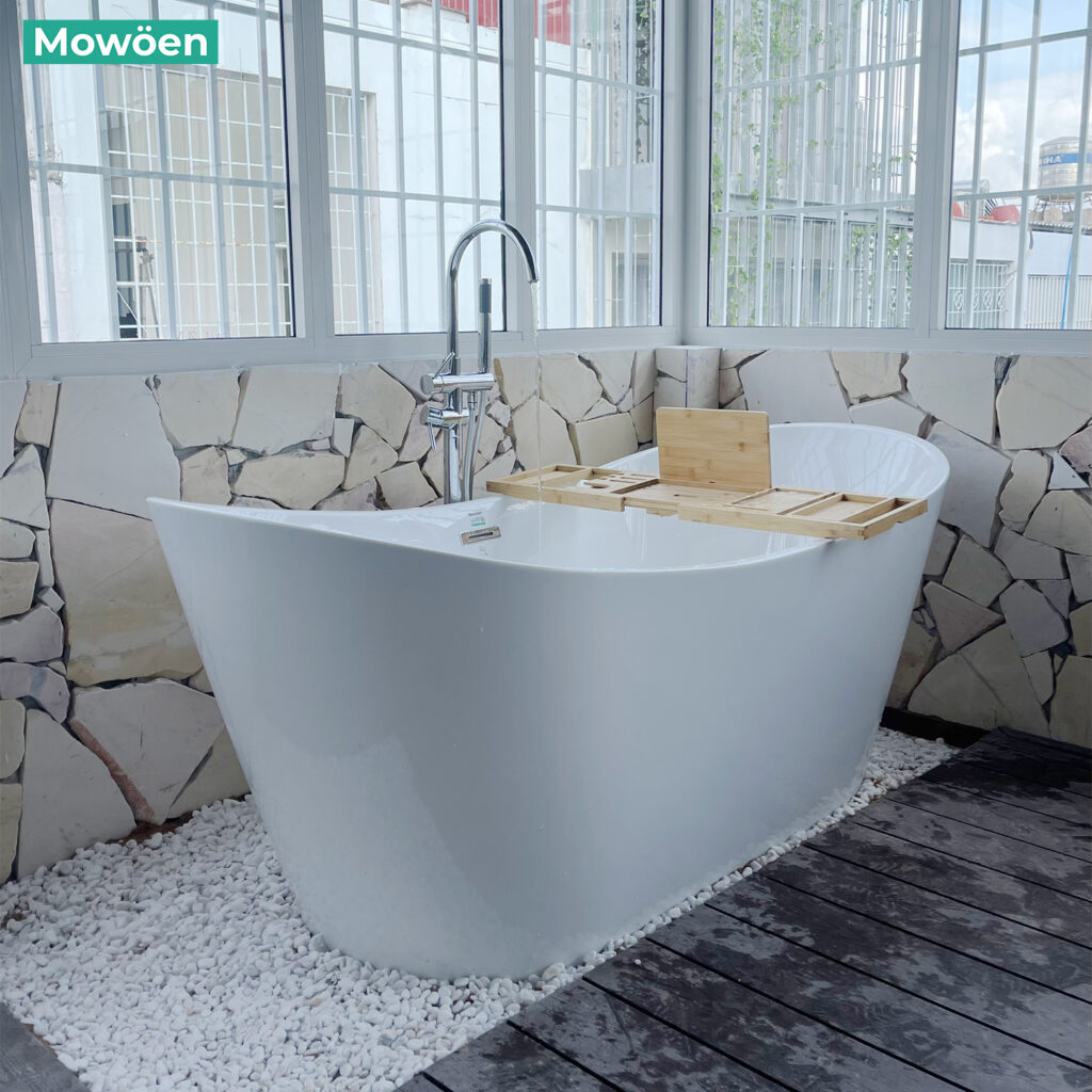 Tân trang phòng tắm sang trọng cùng bồn tắm nằm Mowoen MW8207B 17 Bồn tắm nằm Mowoen MW8207B-170 nhập khẩu chất liệu nhựa Acrylic Lucite