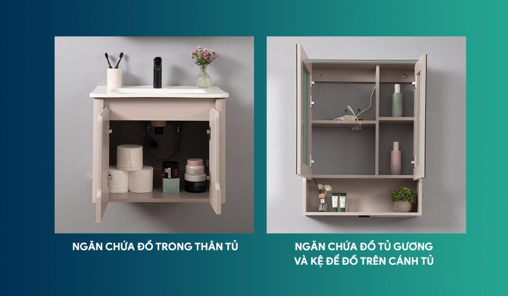 Tủ lavabo nhựa PVC Mowoen MW2807-60 ngăn tủ đựng đồ