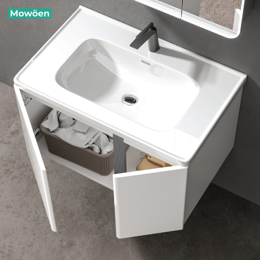 Tủ lavabo nhựa PVC Mowoen MW2703-60PVC thiết kế nhỏ gọn treo tường phòng tắm