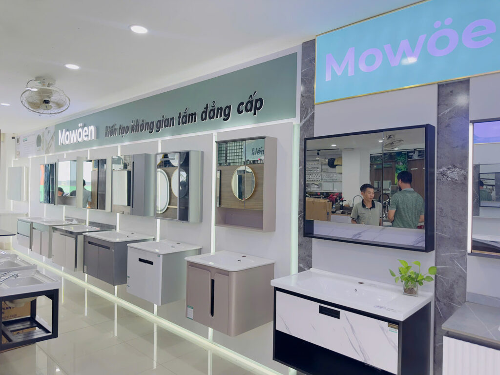 Đại lý trưng bày sản phẩm tủ lavabo Mowoen trên toàn quốc