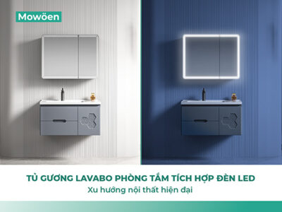 Tủ gương lavabo phòng tắm tích hợp đèn LED – Xu hướng nội thất hiện đại