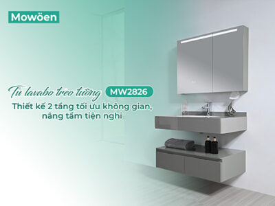 Tủ Lavabo treo tường Mowoen MW2826 – Thiết kế 2 tầng tối ưu không gian, nâng tầm tiện nghi
