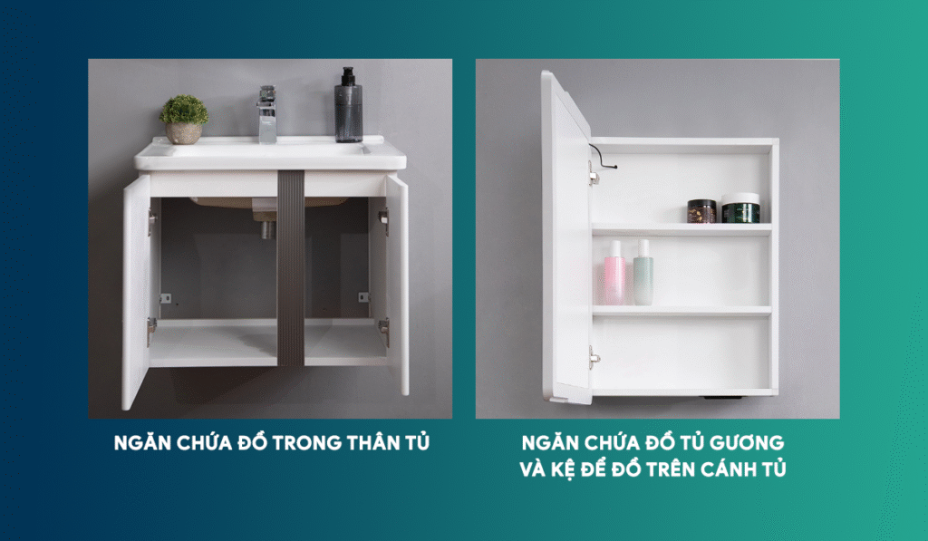 Ngăn chứa đồ tủ lavabo Mowoen MW2703-60PVC treo tường