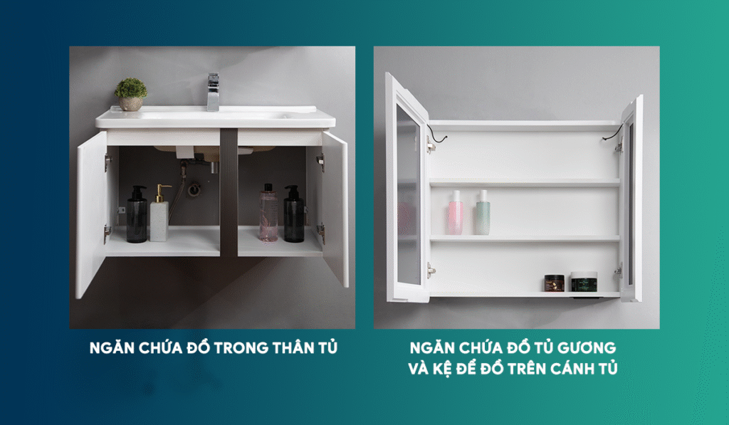 Tủ lavabo Mowoen MW2703-80PVC treo tường - ngăn tủ chứa đồ