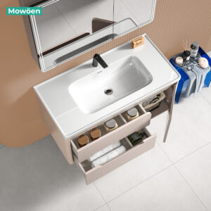 Tủ lavabo Mowoen MW2711-80PVC treo tường tiện nghi - mặt chậu lavabo chống tràn