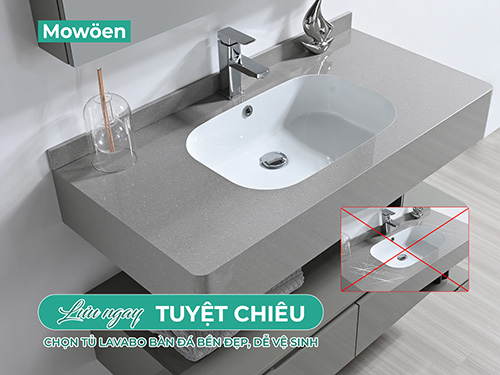 Làm sao chọn tủ lavabo bàn đá vừa đẹp vừa dễ vệ sinh?
