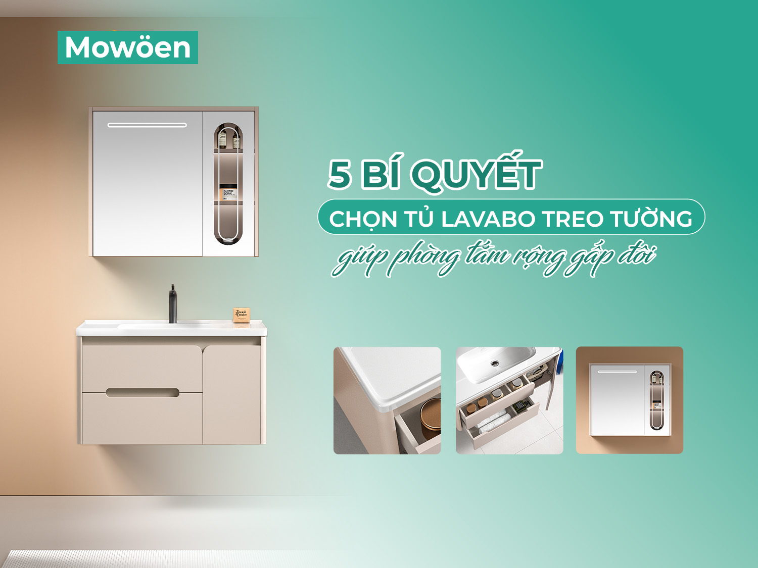 5 bí quyết chọn tủ lavabo treo tường tiết kiệm diện tích