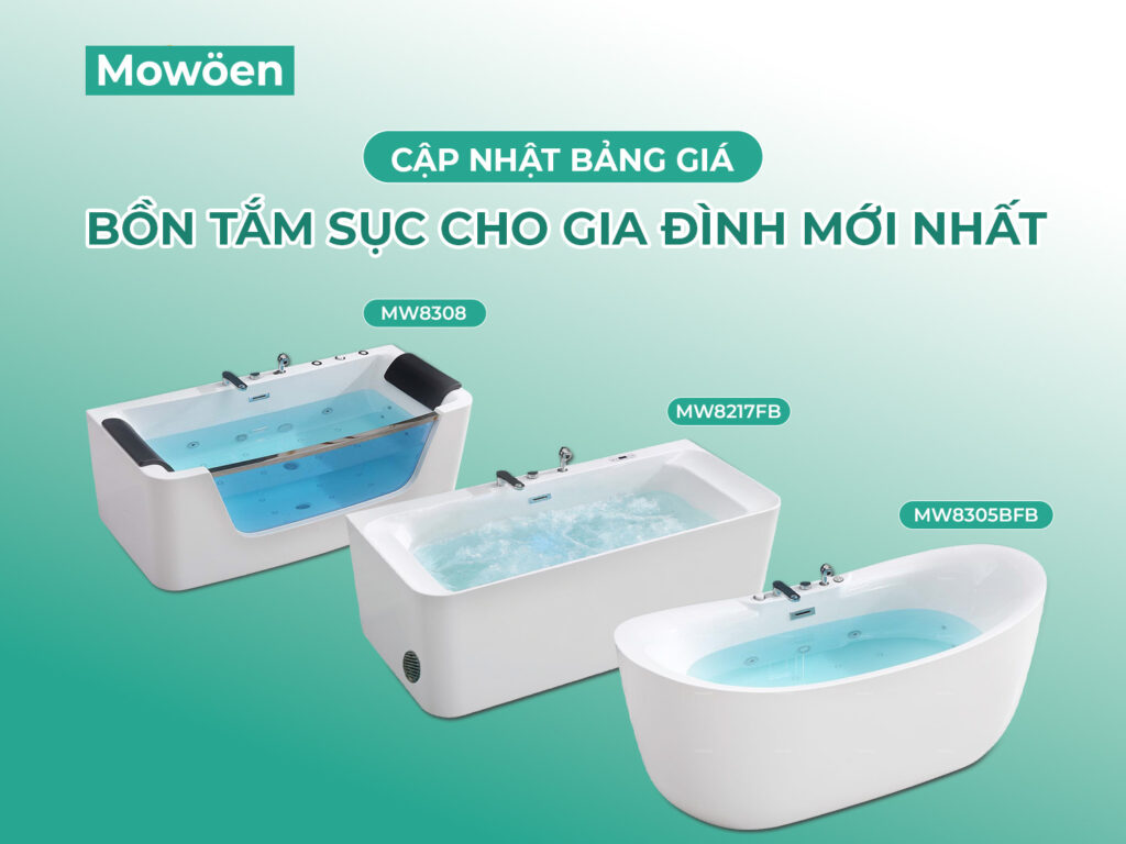 Cập nhật bảng giá bồn tắm sục cho gia đình mới nhất