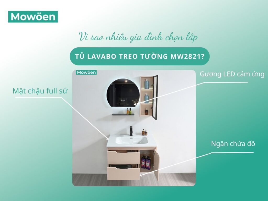 Bồn rửa mặt có tủ MW2821 - Thiết kế treo tường dễ lắp đặt 1 Bồn rửa mặt có tủ MW2821 - Thiết kế treo tường dễ lắp đặt